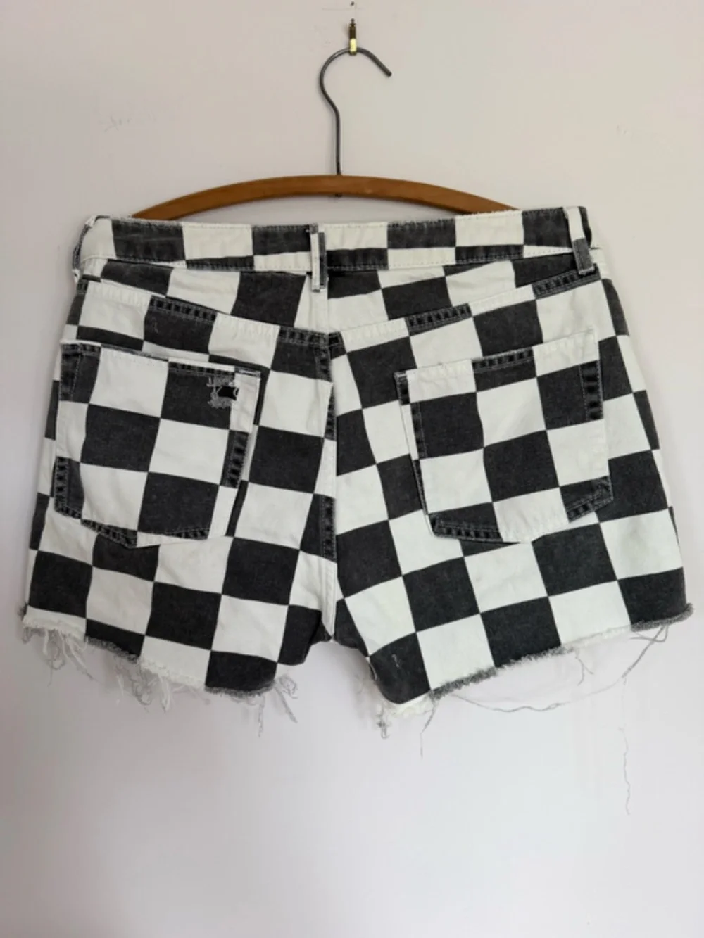 Black And White Checkers Cut Off Shorts